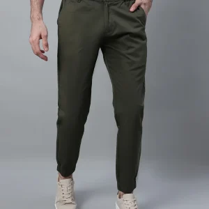 Men's Olive Green Solid Casual Jogger