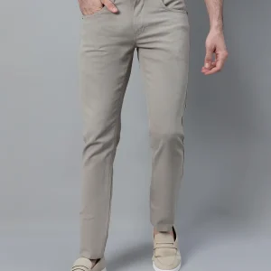 Casual Trouser for Men | Breathable & Soft with Color Fastness Regular Fit Cotton Blend Fabric Self Design Pattern Button Closure
