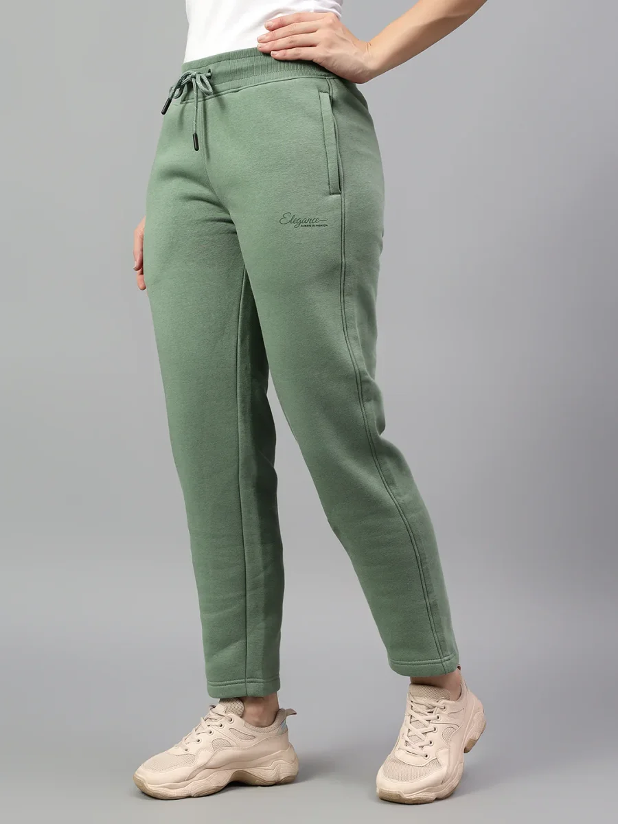 Women's Green Solid Winter Track Pant - Image 5