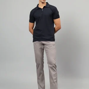 Casual Trouser for Men | Breathable & Soft with Color Fastness Regular Fit Cotton Blend Fabric Self Design Pattern Button Closure