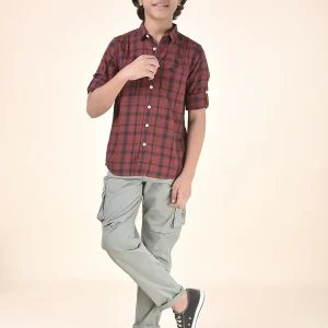 Casual Cargo for Boys l Breathable & Soft with Color Fastness Regular Fit Poly Cotton Fabric Button Closure Solid Pattern