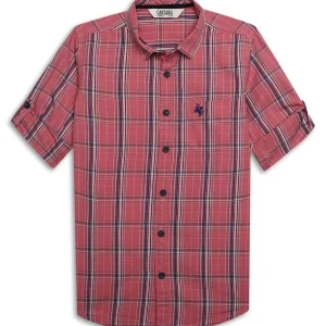Boys Casual Pink Full Sleeve with Tab  Shirt