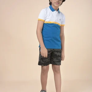 Casual T-Shirt for Boys l Breathable & Soft with Color Fastness Regular Fit Polo Neck Poly Cotton Fabric Colour Block Pattern