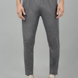 Men's Grey Solid Stretchable Active Wear Track Pant