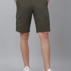Men's Olive Green Solid Bermuda