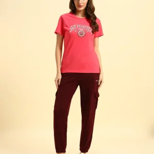 Track Pants for Women | Breathable & Soft with Color Fastnes Regular Fit Poly Cotton Fabric Solid Pattern Elasticated Closure