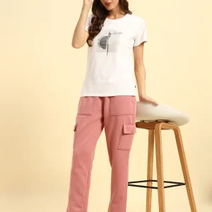 Track Pants for Women | Breathable & Soft with Color Fastnes Regular Fit Fleece Fabric Solid Pattern Drawstring Closure
