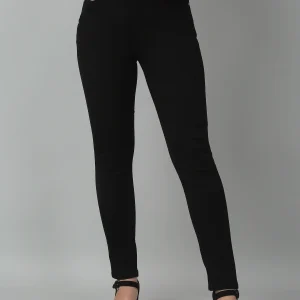 Women's Casual Skinny Fit Black No Fade Mid rise Jeans