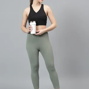 Women's Casual Solid Green Mid Rise Track Pants