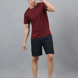 Men's Solid Navy Blue Casual Bermuda