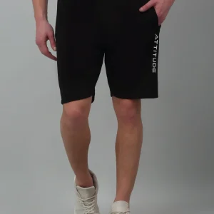 Black Solid Above Knee Bermuda For Men