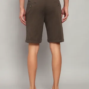 Men's Olive Green Solid Regular Fit Casual Bermuda