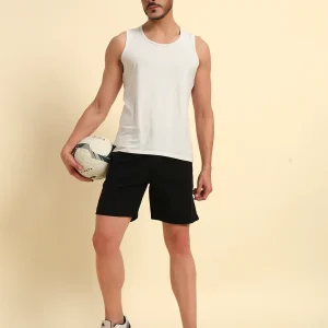 Men's Black Solid Regular Fit Casual Bermuda