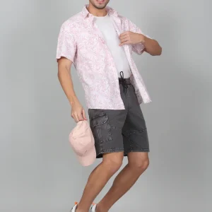 Men's Solid Dark Grey Regular Fit Casual Bermuda