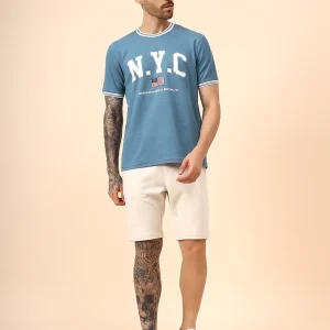 Men's Solid Off White Regular Fit Casual Bermuda