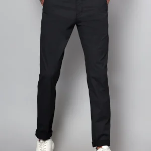Men's Casual Flat front Black  Trousers