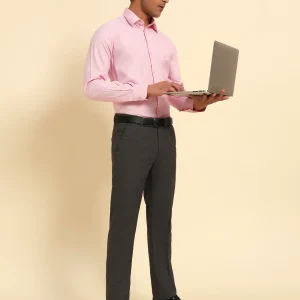 Formal Trouser for Men | Breathable & Soft with Color Fastness Regular Fit Poly Viscose Fabric Self Design Pattern Hook & Eye Closure