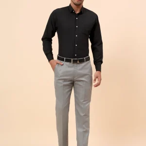 Formal Trousers for Men l Breathable & Soft with Color Fastness Regular Fit Poly Viscose Fabric Self Design Pattern Hook & Eye Closure