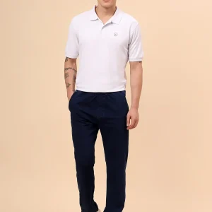 Men's Blue Solid Regular Fit Casual Track Pant
