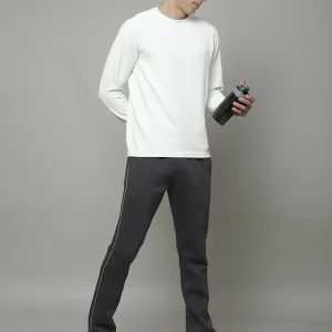 Track Pants for Men | Breathable & Soft with Color Fastness Regular Fit Fleece Solid Pattern Drawstring Closure